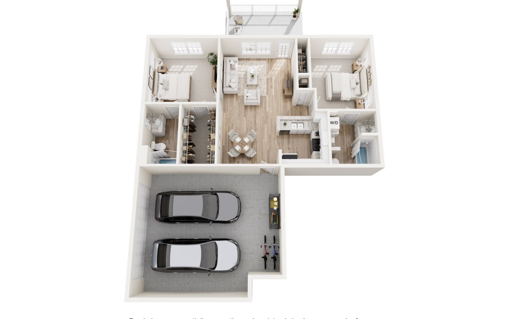 Alexander - 2 bedroom floorplan layout with 2 bathrooms and 987 square feet Alexander - 2 bedroom floorplan layout with 2 bathrooms and 987 square feet