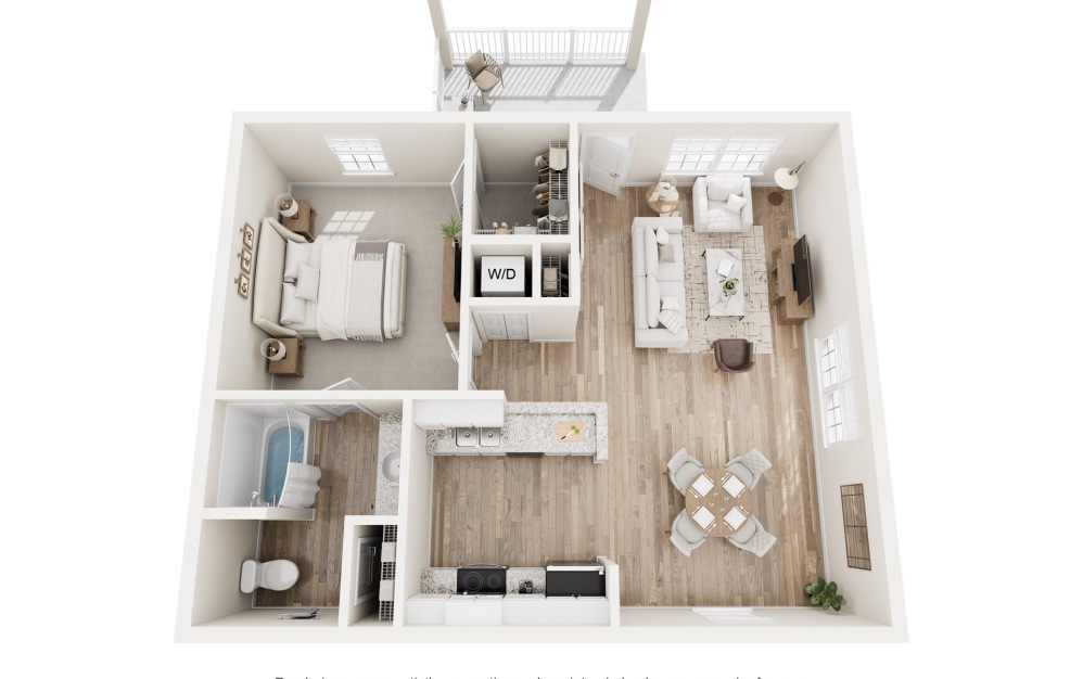 Harrison - 2 bedroom floorplan layout with 2 bathrooms and 985 square feet