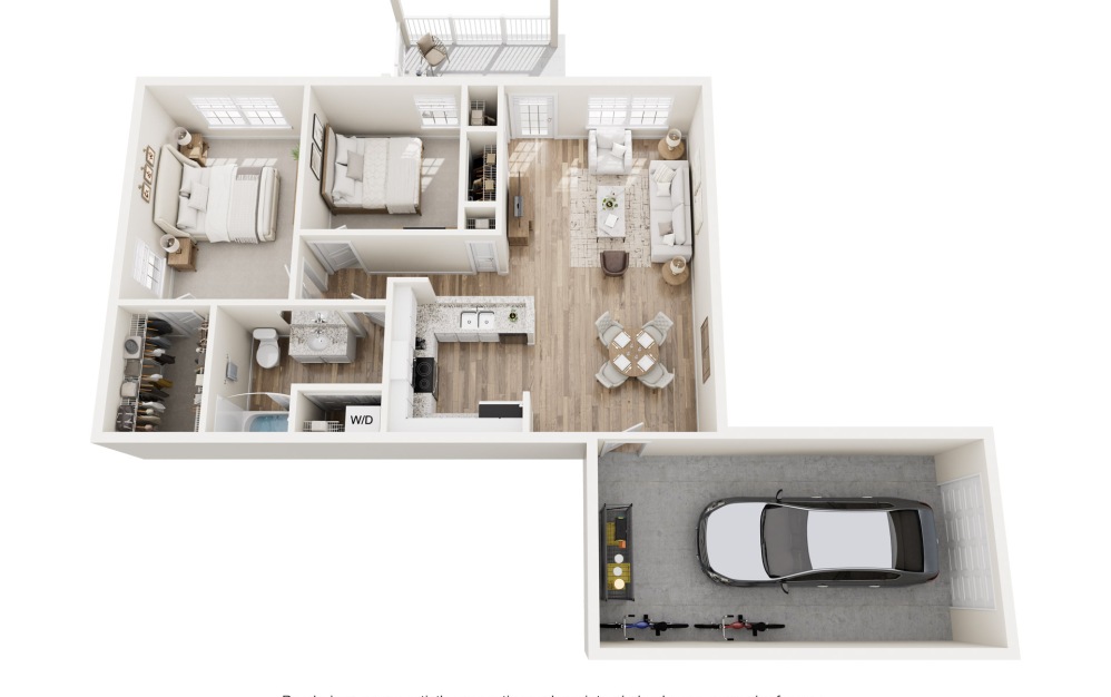 Benjamin - 1 bedroom floorplan layout with 1 bathroom and 910 square feet Benjamin - 1 bedroom floorplan layout with 1 bathroom and 910 square feet