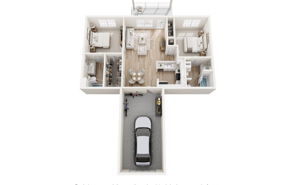 Oliver - 2 bedroom floorplan layout with 2 bathrooms and 959 square feet Oliver - 2 bedroom floorplan layout with 2 bathrooms and 959 square feet