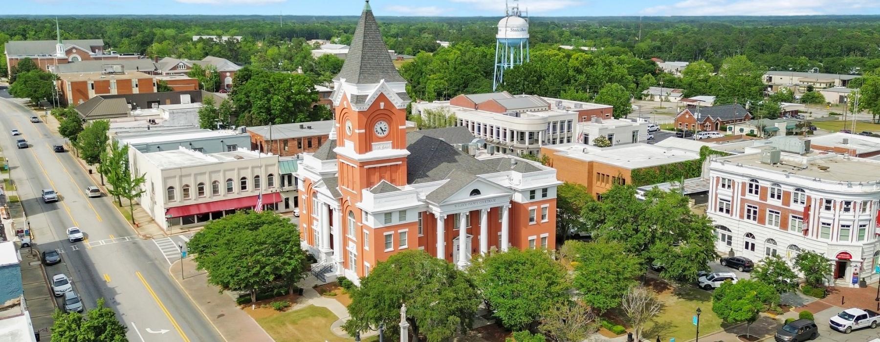 a large building with a tower
