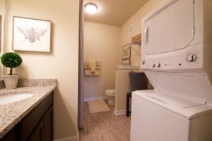 Large restroom with washer and dryer